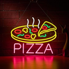 Pizza Neon Sign for Wall D cor Dimmable LED Neon Light USB Powered Neon Art