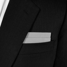 Men's Gray Cotton Flat Top Pre-folded Pocket Square Handkerchief Insert