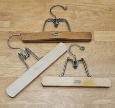 Vintage Wooden Pant Garment Clamp Hangers Set of 3