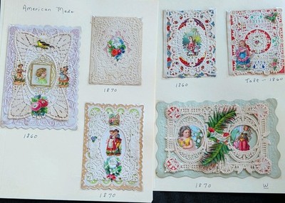 6 Antique 19th C Victorian Paper Lace Gold Gilt Cards Taft American Made