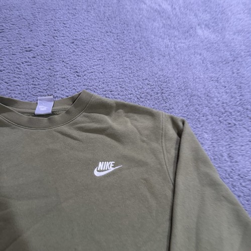 Nike Sweater Mens Large Green Club Fleece Crewneck Sweatshirt Pullover - Picture 3 of 9