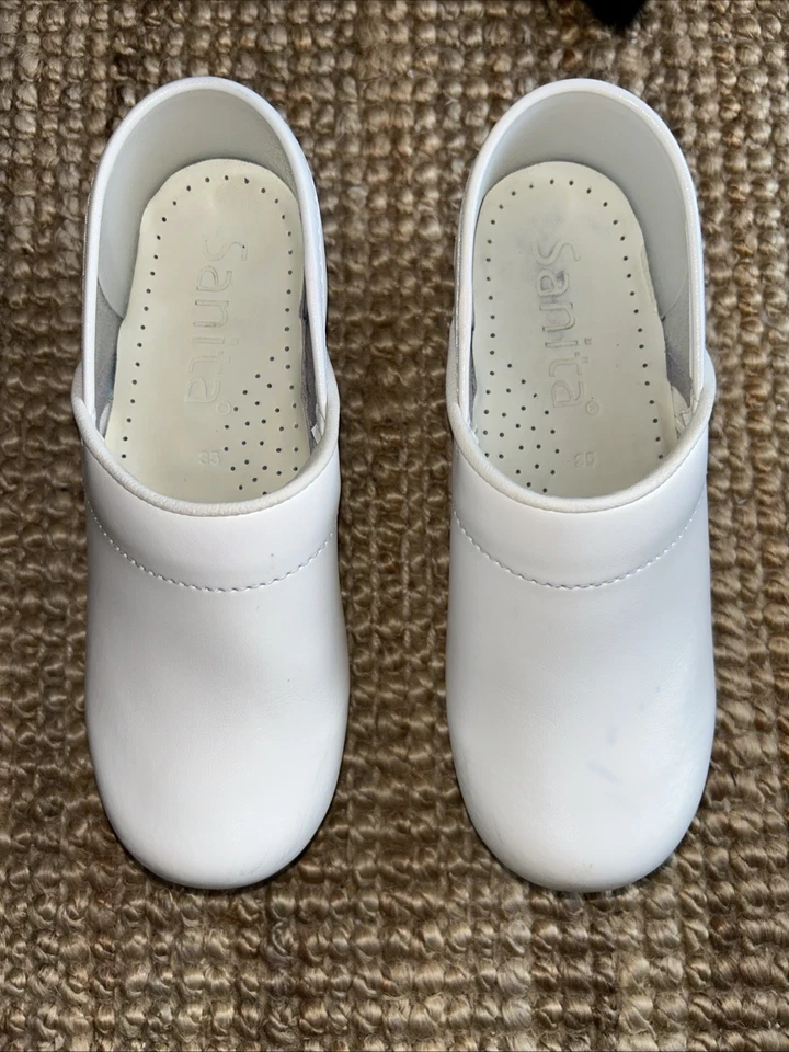 Zuecos de cuero profesionales Sanita para mujer zapatos cómodos blancos 38 EUR Foto 3 de 4