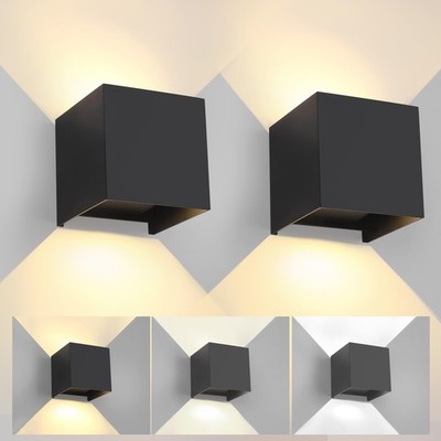 15W 3CCT Matte Black Outdoor/Indoor Wall Sconce - 2 Pack