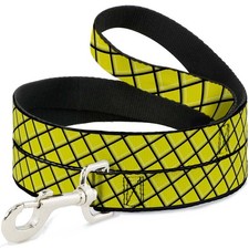 Dog Leash 6-FEET Wire Grid Yellow/Black/Gray WIDE 1.5"