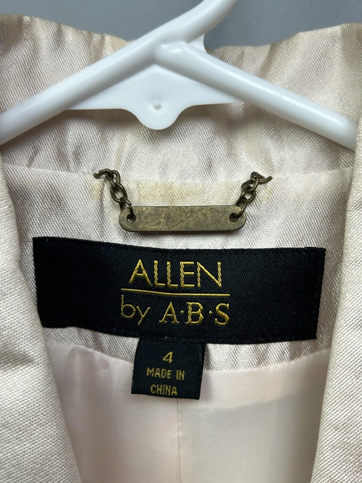 Blazer Allen by ABS para mujer 4 marfil seda algodón chal cuello elegante chaqueta con botones Foto 4 de 4