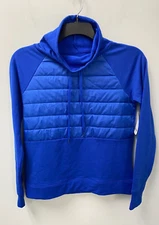 Xersion Blue Funnel Neck Pullover Sweatshirt Women's Sz XS Puffer Panel