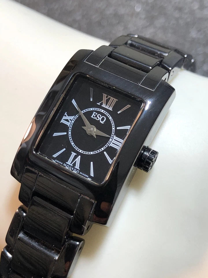 Reloj de vestir para mujer ESQ Swiss By Movado Venture negro cerámica rectangular Foto 2 de 4