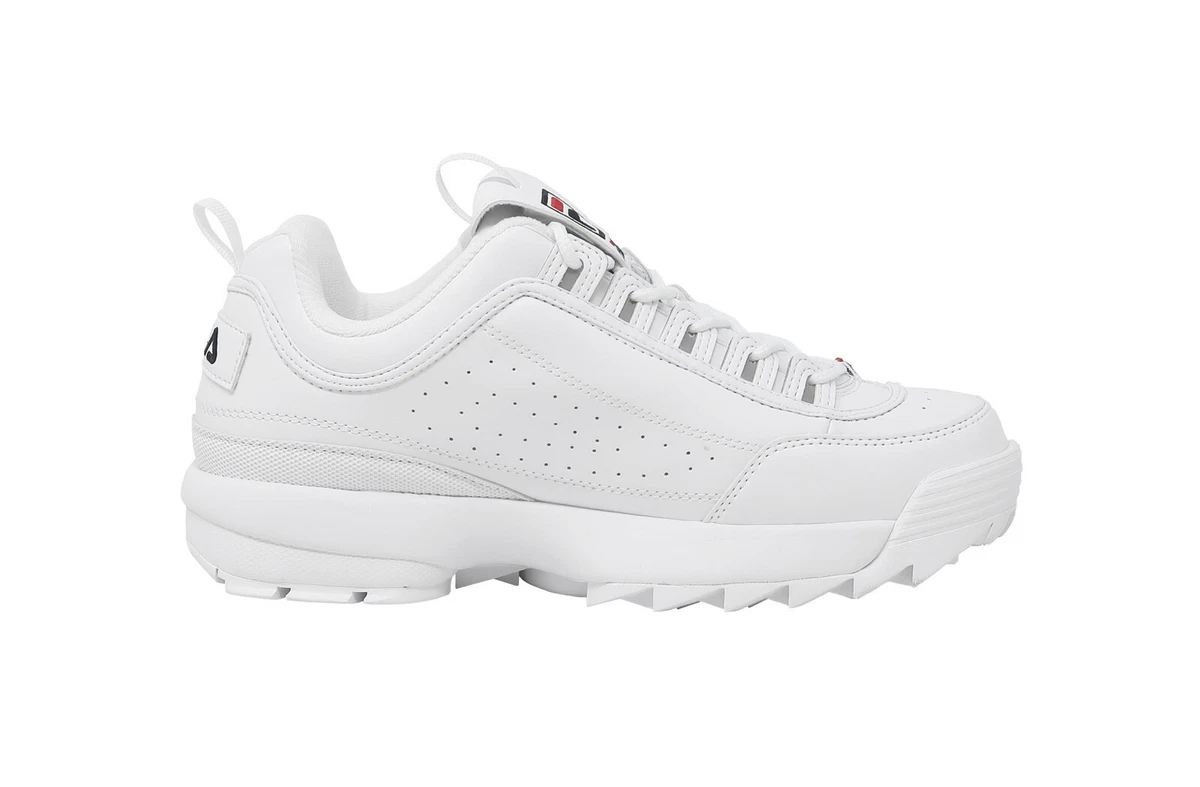 FILA Disruptor II White Synthetic Leather Navy Red logo Men Fashion Shoes