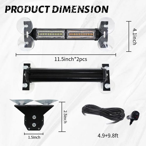 2 in 1 LED Emergency Dash Strobe Windshield Deck Warning Safety Flashing Lights - Picture 8 of 9