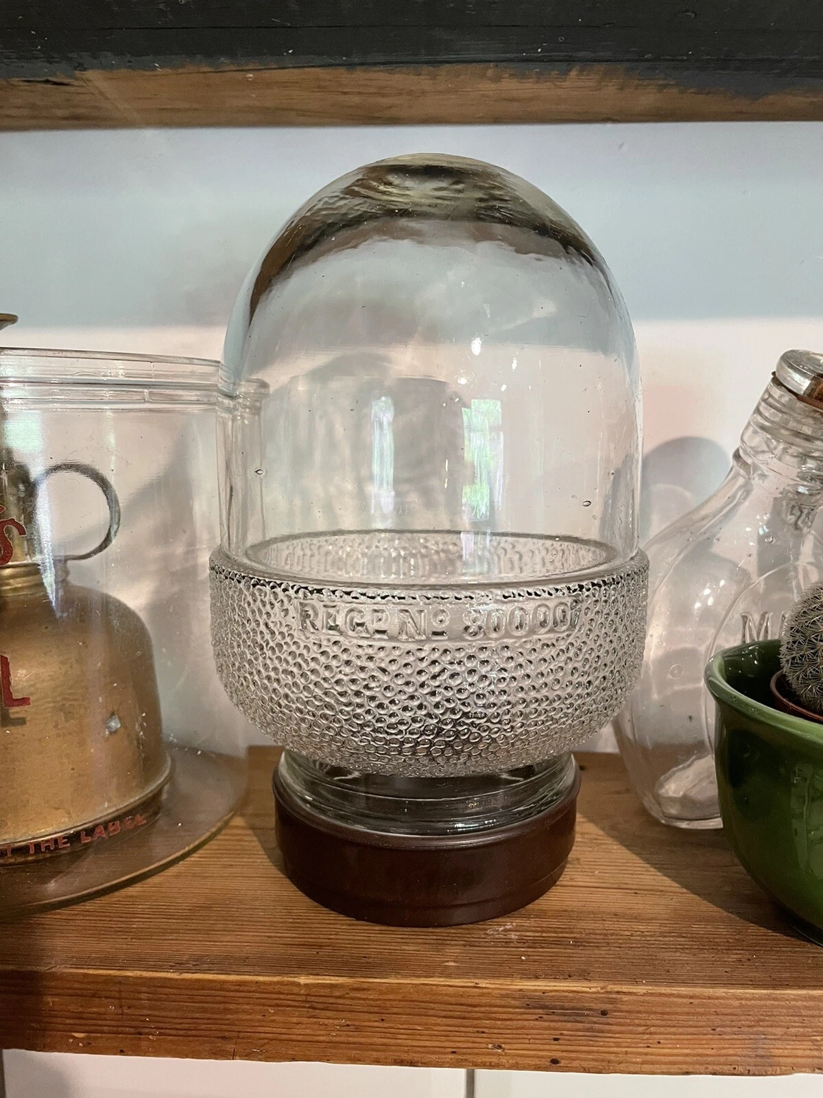 Vintage Glass ACORN Storage Jar Container Retro Reg. No. Bakelite Lid Sweet RARE