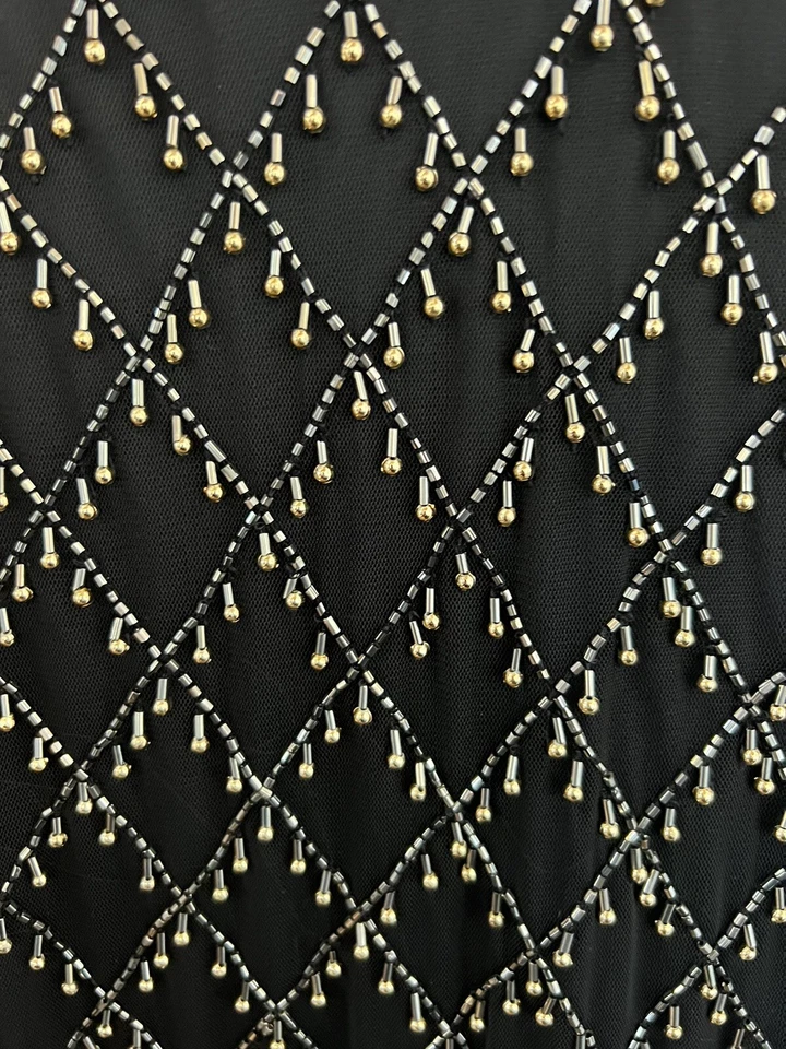 Vestido de Cóctel Pisarro Nights Back Malla Cuentas Lentejuelas Talla 18 Reg. $228 Foto 3 de 4