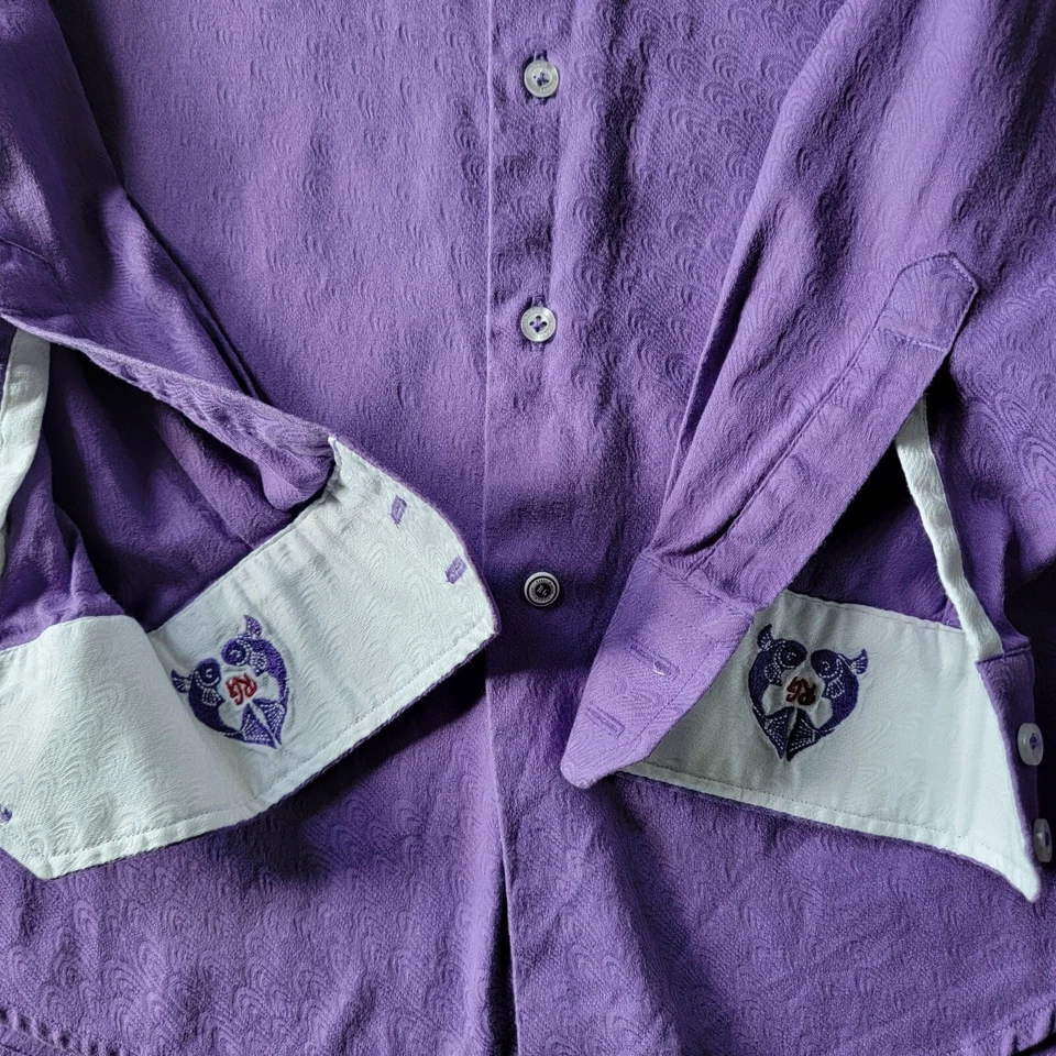 Robert Graham Boys 14 Purple Long Sleeve Button Up Dress Shirt - Image 2 of 4