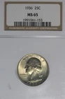 1936 NGC 25C MS65 WASHINGTON QUARTER #B46340