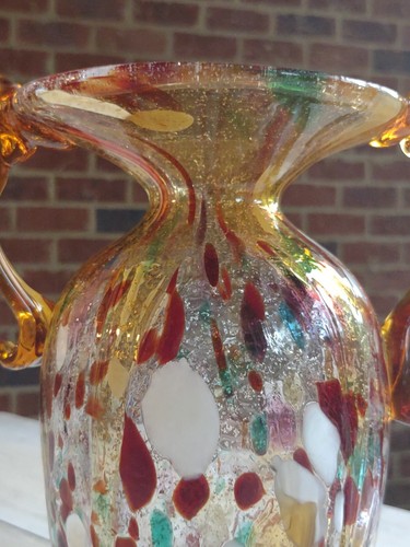 Vintage Murano Italien Venezianisches italienisches Kunstglas verrührt Ende des Tages VASE 11" - Bild 15 von 20
