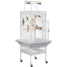 61"Parrot Cage with Playtop Parrot Bar Spacing 7/10" Pet Supply Iron Finch White