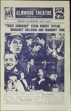Three Comrades Local Theater Herald 1938 Robert Taylor, Margaret Sullivan