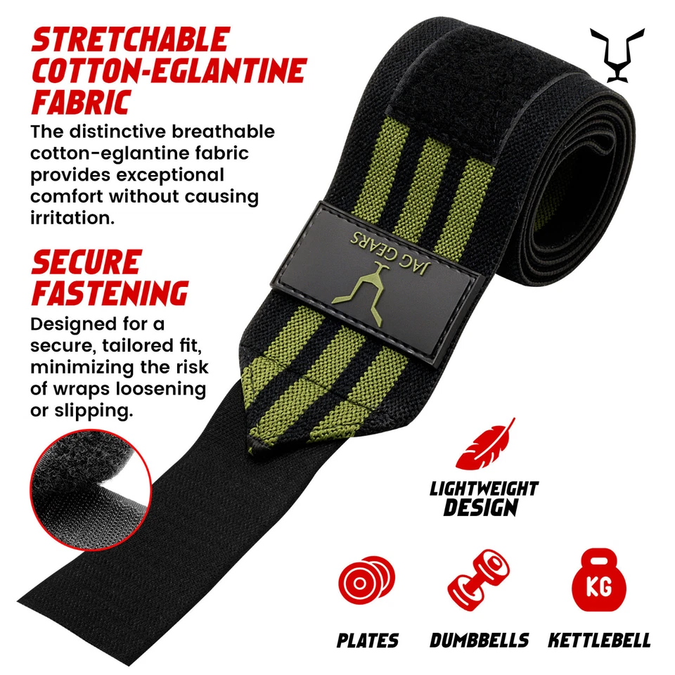 Jag Elbow Wrap Straps Elasticated Sleeves Elbow Support Wraps Pair Weightlifting - Image 2 of 4