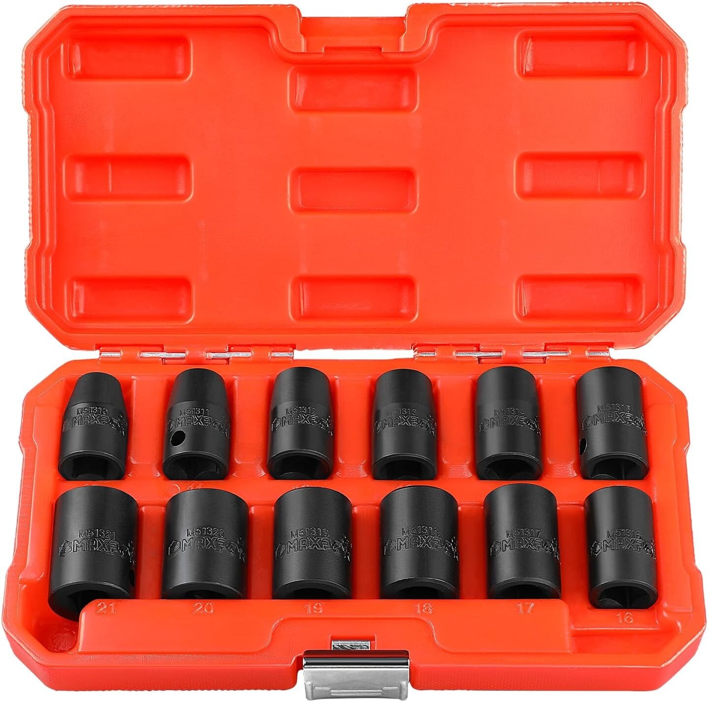 Jeu de 12 douilles 6 pans 1/2 en acier chrome-vanadium pour cliquet de 10 à 21mm