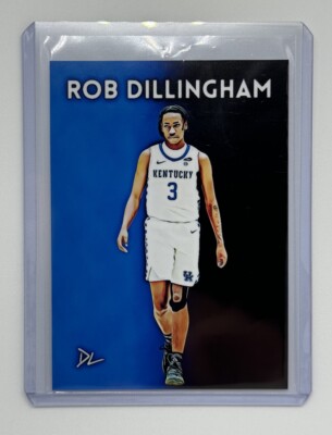 Rob Dillingham Limited Edition Artist Signed Kentucky Wildcats Rookie Card 3/10