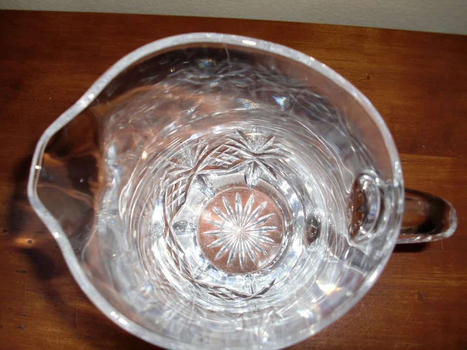 BOHEMIA CZECH REPUBLIC HEAVY 24% HAND CUT CLEAR CRYSTAL PITCHER JUG 7.5"T RARE! - Image 4 of 4