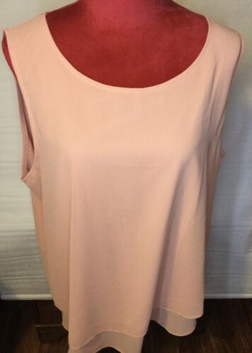 Jouica Womens Round Neck Sleeveless Layered Bottom Blouse Tops NWT - 2XL - Coral