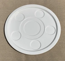 Crate & Barrel Solid White 12" Chop Plate Round Candle Platter Smooth Porcelain