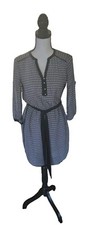 Banana Republic Black White Chain Link Pattern Belted Dress Size 0