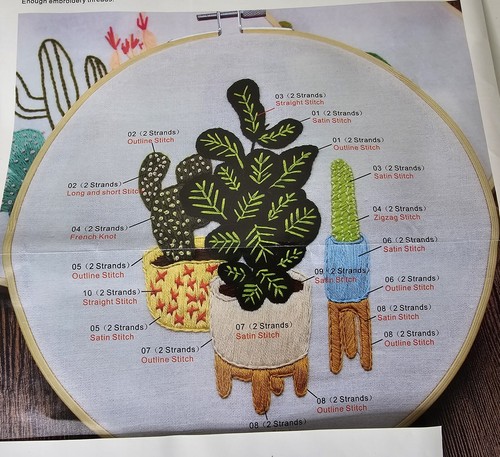 NEU 3 Stickereien Zum Selbermachen Kunst Kit Kaktus Pflanzen Wüste Cx0045/Cx0017/CX0051 Südwesten - Bild 4 von 5