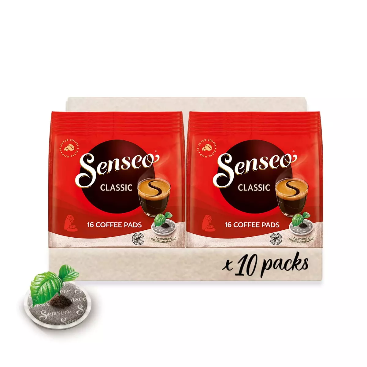 Senseo Classic Medium Roast Coffee Pods, Single Serve Pods Bulk Pack of 10