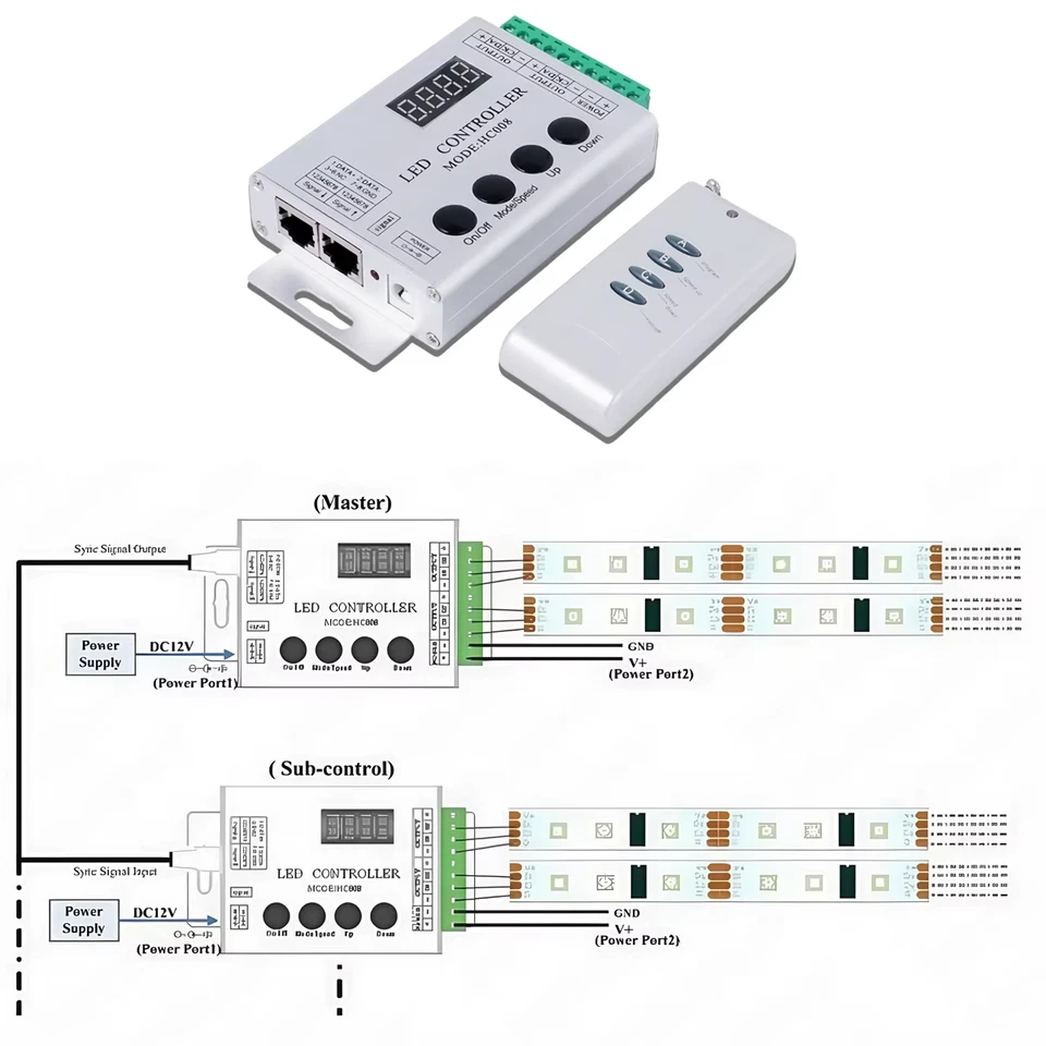 HC008 4Keys DC 5V 12V 24V programmable RGB led pixel controller 133 effect modes - Image 3 of 4