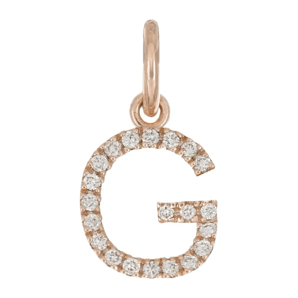 14k Yellow White or Rose Gold Diamond Initial Letter G Charm Pendant - Image 4 of 4