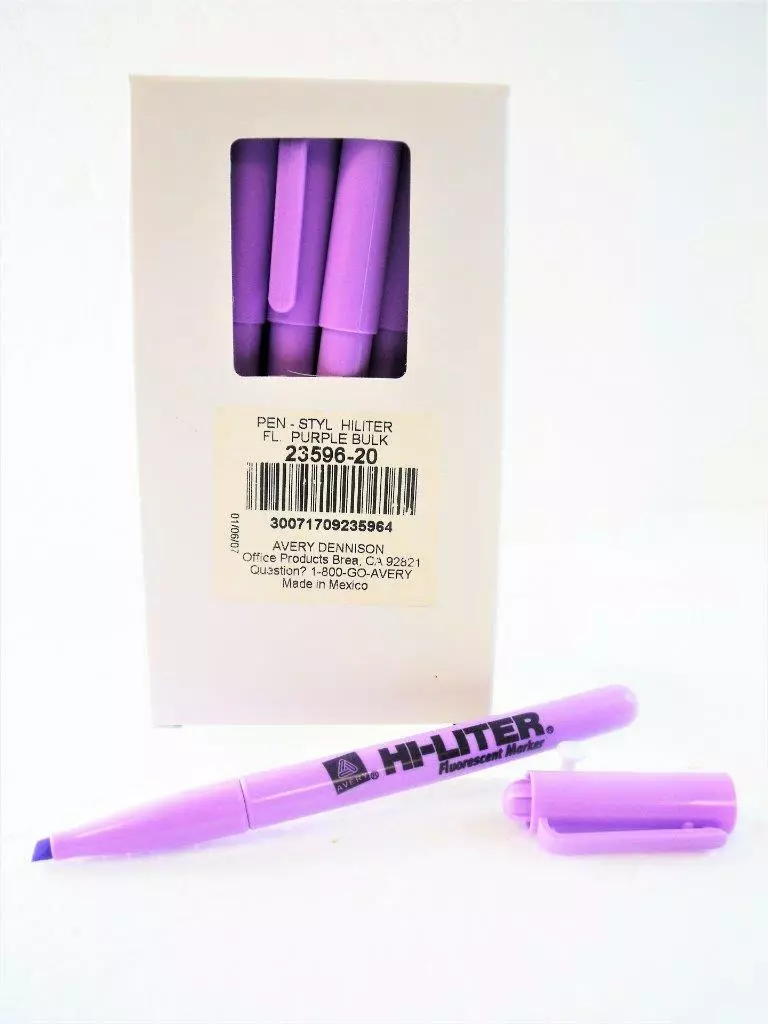 Original Avery Purple Highlighter Hi-Liter, 12-Pack Chisel Tip Pen 23596  - New