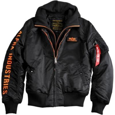Alpha Industries Bomberjacke MA-1 D-Tec SE Schwarz/Orange Fliegerjacke  Kapuze