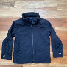 Polo Ralph Lauren Jacket Kids Size 5 Blue Small Red Pony Logo Hooded Full Zip