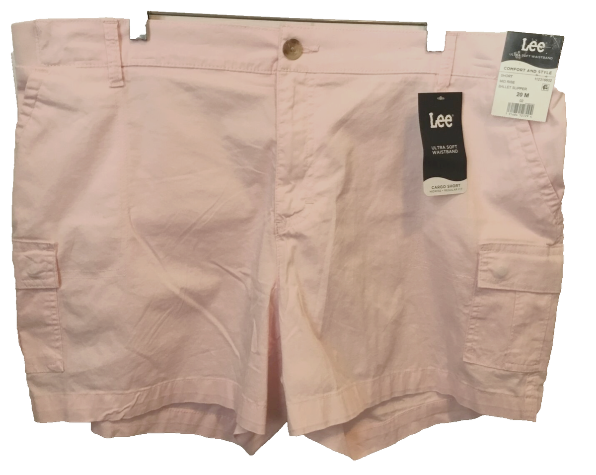 LEE REGULAR FIT MIDRISE PINK BALLET SLIPPER CARGO SHORTS Sz 20 M