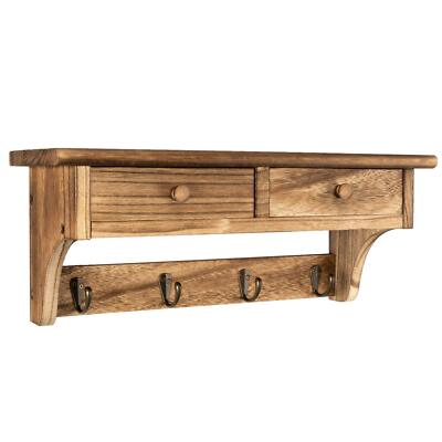 Coat Hooks Mounted Rustic Wood Coat Rack Mount Shelf with Hooks Farmhouse Coa...