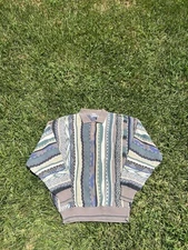 Vintage 90s Tosani Canada Sweater Mens Large 3D Chunky Knit Hip Hop Coogie Cosby