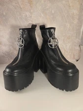 Killstar Platform Heels Gothic Grunge Star Zipper Black Size 5 US