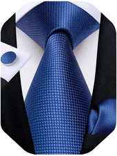 Mens Solid Color Tie and Pocket Square Set Woven Silk Plain Necktie Handkerchi