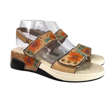 L'artiste by Spring Step Caitlina Sandals Size 40 US 9 Beige Multi BOHO Artsy