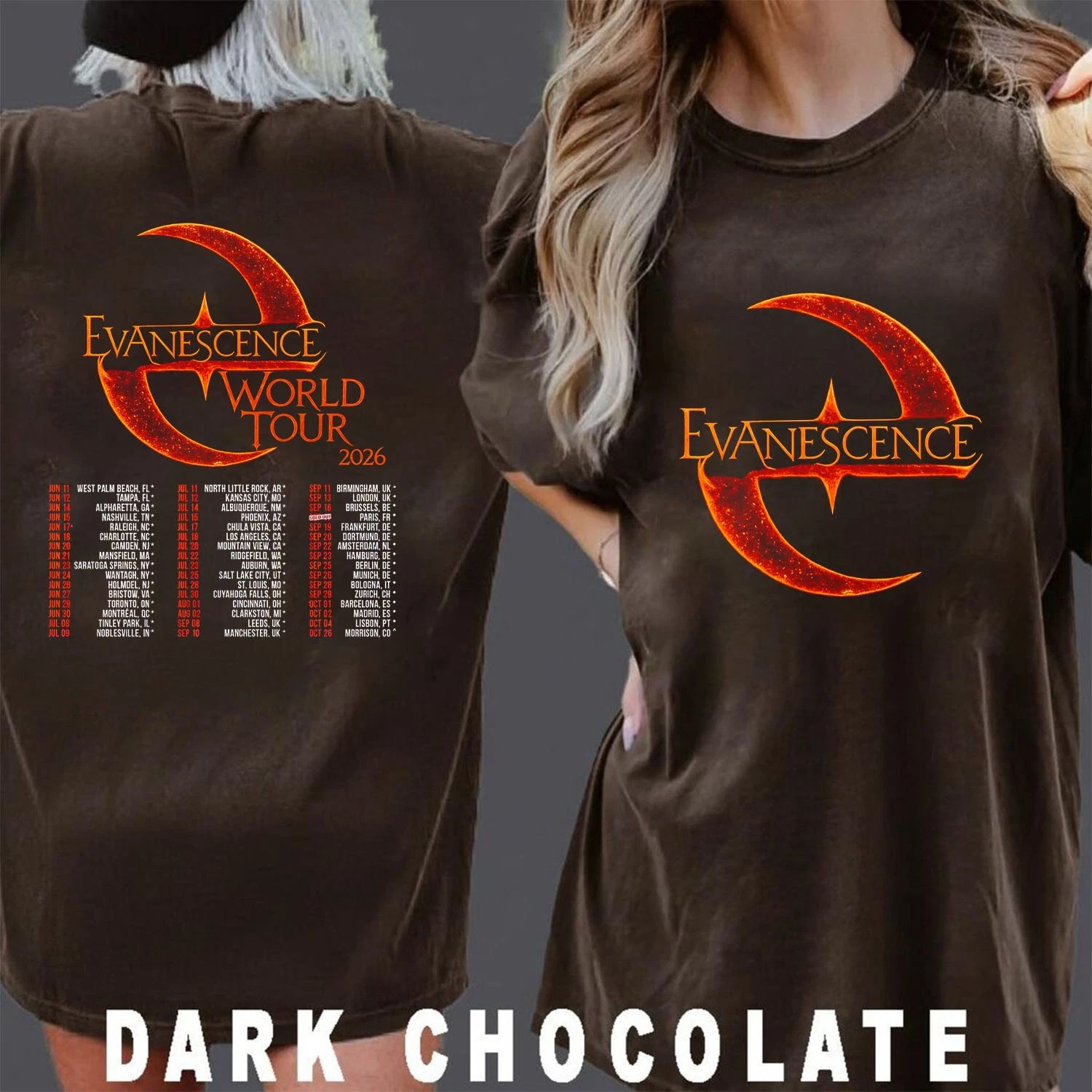 Evanescence Tour 2026 Rock Band Concert Double Sided T-Shirt