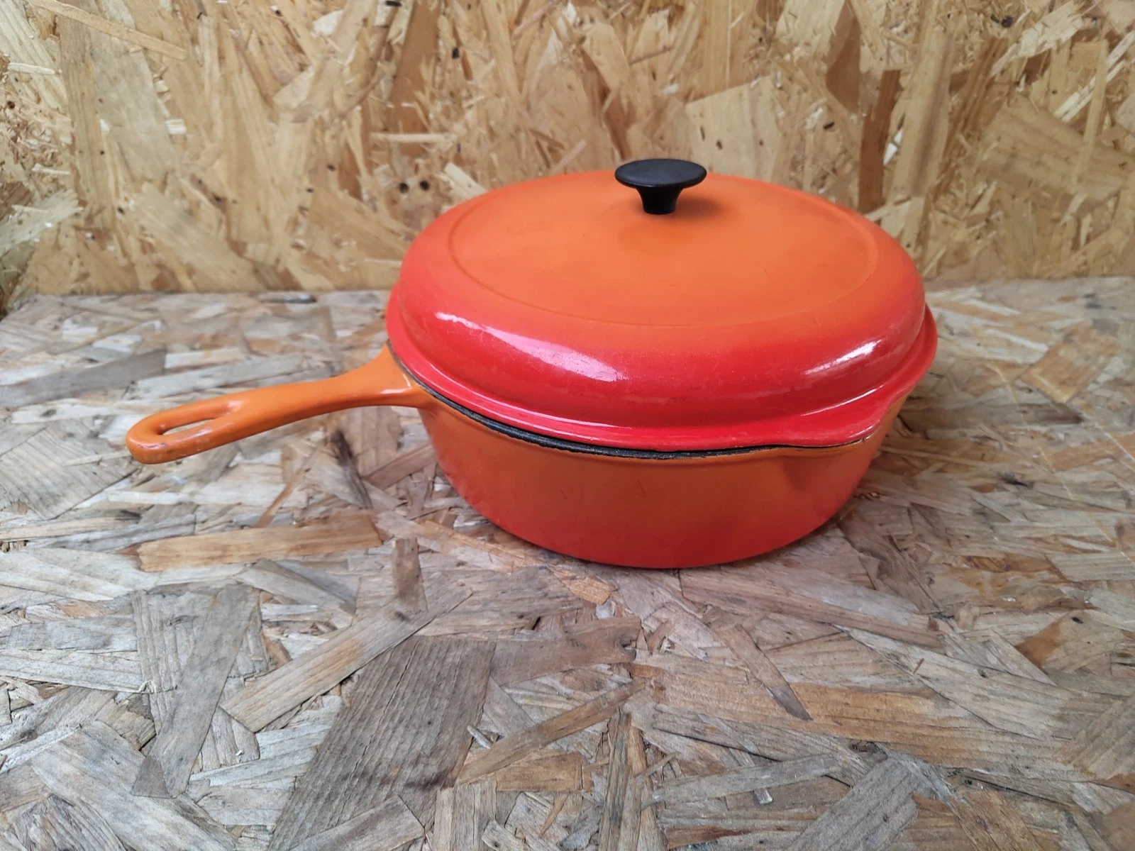 Le Creuset Volcanic Orange Cast Iron Cassadou Deep Covered Oven Pan 27cm