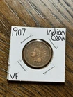 1907 Indian Head Cent Penny VF Very Fine Better Date US 1c Type Coin (Raw18583)