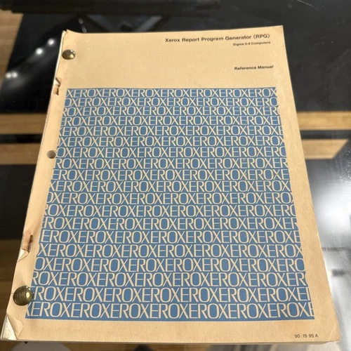 Xerox Report Program Generator (RPG) 1973 Vintage Sigma 5-9 Computers Reference