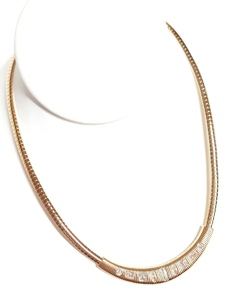 Collar de cadena de serpiente acanalada de cristal Anthropologie en latón chapado en oro nuevo con etiquetas Foto 3 de 4