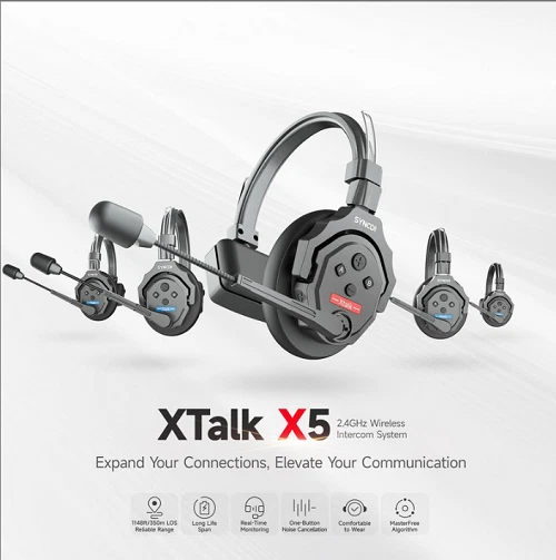 Synco Xtalk X5 2.4G Vollduplex-Headset Drahtloses Intercom-System für 5 Personen