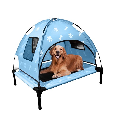 Elevated Covered Dog Bed | 36 x 36 x 30 Inch Shade Canopy Pet Lounger for Sma...