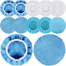 SIQUK 12 Pieces Car Polisher Pad Bonnet 5-6 Inch Polishing White, Azure, Blue 
