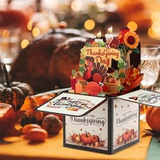 Thanksgiving Pop-Up Turkey Card - Autumn Harvest Greeting Card With 3D Design US