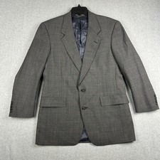 Vintage Hart Schaffner Marx Blazer Sport Coat Mens 39R Gray Wool Gold Trumpeter